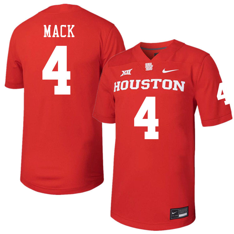 Men #4 Brandon Mack Houston Cougars College Football Jerseys Stitched-Red